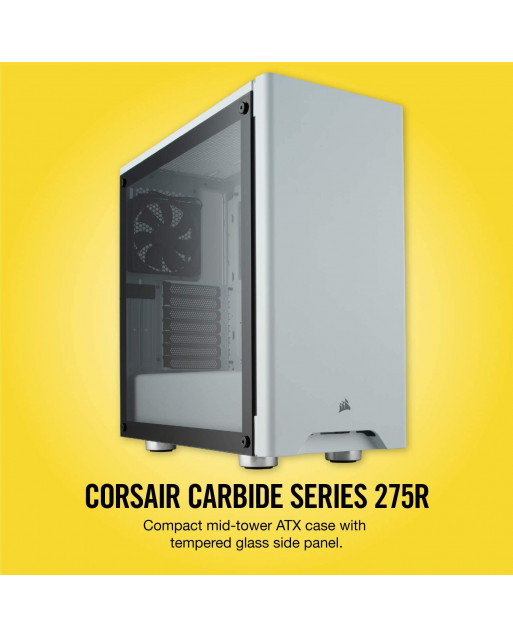 Corsair Carbide Series 275R鋼化玻璃中塔式遊戲機箱 - 白色