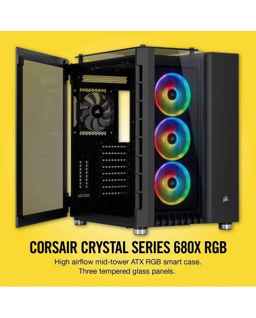 Corsair Crystal Series 680X RGB ATX大氣流鋼化玻璃智能機箱 — 黑色