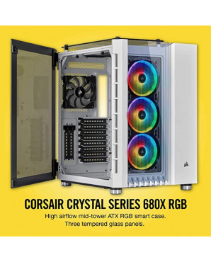 Corsair Crystal Series 680X RGB ATX High Airflow Tempered Glass Smart Case — White