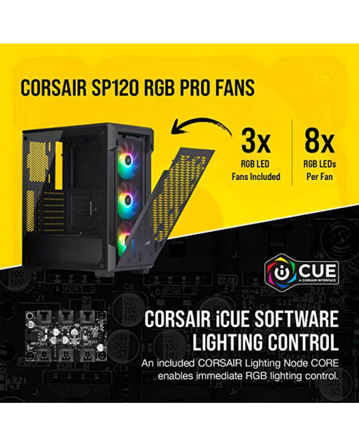 Corsair iCUE 220T RGB Airflow鋼化玻璃中塔智能機箱 — 黑色