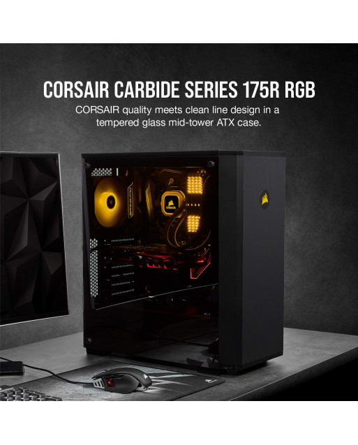 Corsair Carbide Series 175R RGB 鋼化玻璃的中塔式ATX遊戲機箱 黑色