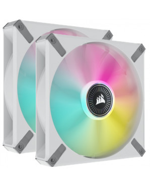 Corsair iCUE ML140 RGB ELITE Premium 140mm PWM Magnetic Levitation Fan — White Dual Fan Kit with iCUE Lighting Node CORE
