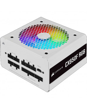 Corsair CX Series™ CX650F RGB White — 650 Watt 80 Plus® Bronze Certified Fully Modular RGB White PSU 