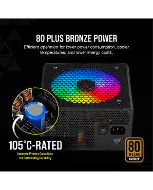 Corsair CX Series™ CX550F RGB — 550 Watt 80 Plus® Bronze Certified Fully Modular RGB PSU