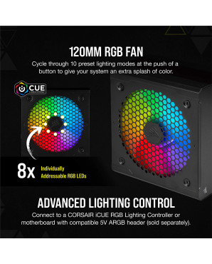 Corsair CX Series™ CX550F RGB White — 550 Watt 80 Plus® Bronze Certified Fully Modular RGB White PSU