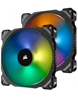 Corsair ML140 PRO RGB LED 140MM PWM Premium Magnetic Levitation Fan — Twin Fan Pack with Lighting Node PRO