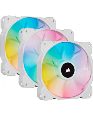Corsair iCUE SP120 RGB ELITE Performance 120mm White PWM Fan — Triple Pack with Lighting Node CORE