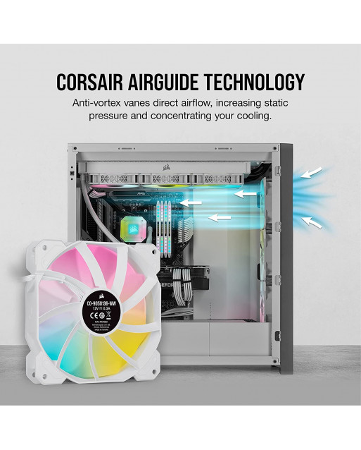 Corsair iCUE SP120 RGB ELITE高性能120mm PWM風扇 — 三個裝包含Lighting Node CORE