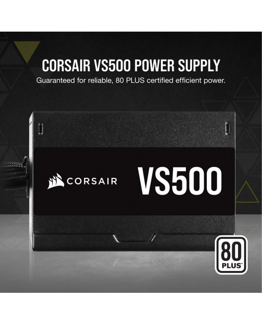 Corsair VS Series™ VS500 — 獲得80 PLUS認證的非模塊化500瓦ATX電源