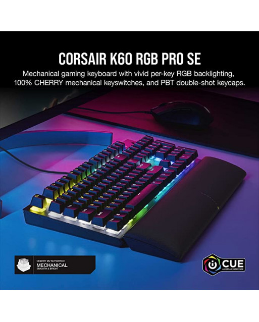 Corsair K60 RGB PRO SE 機械遊戲鍵盤100%採用CHERRY® MV機械按鍵開關 — 黑色