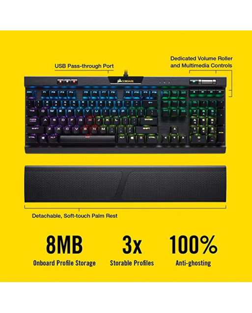Corsair K70 RGB MK.2 Low Profile RAPIDFIRE遊戲機械鍵盤 — CHERRY® MX Low Profile Speed