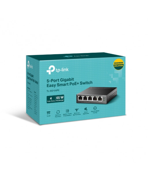 TP-Link TL-SG105PE  5-Port Gigabit Easy Smart Switch with 4-Port PoE+ 轉換器
